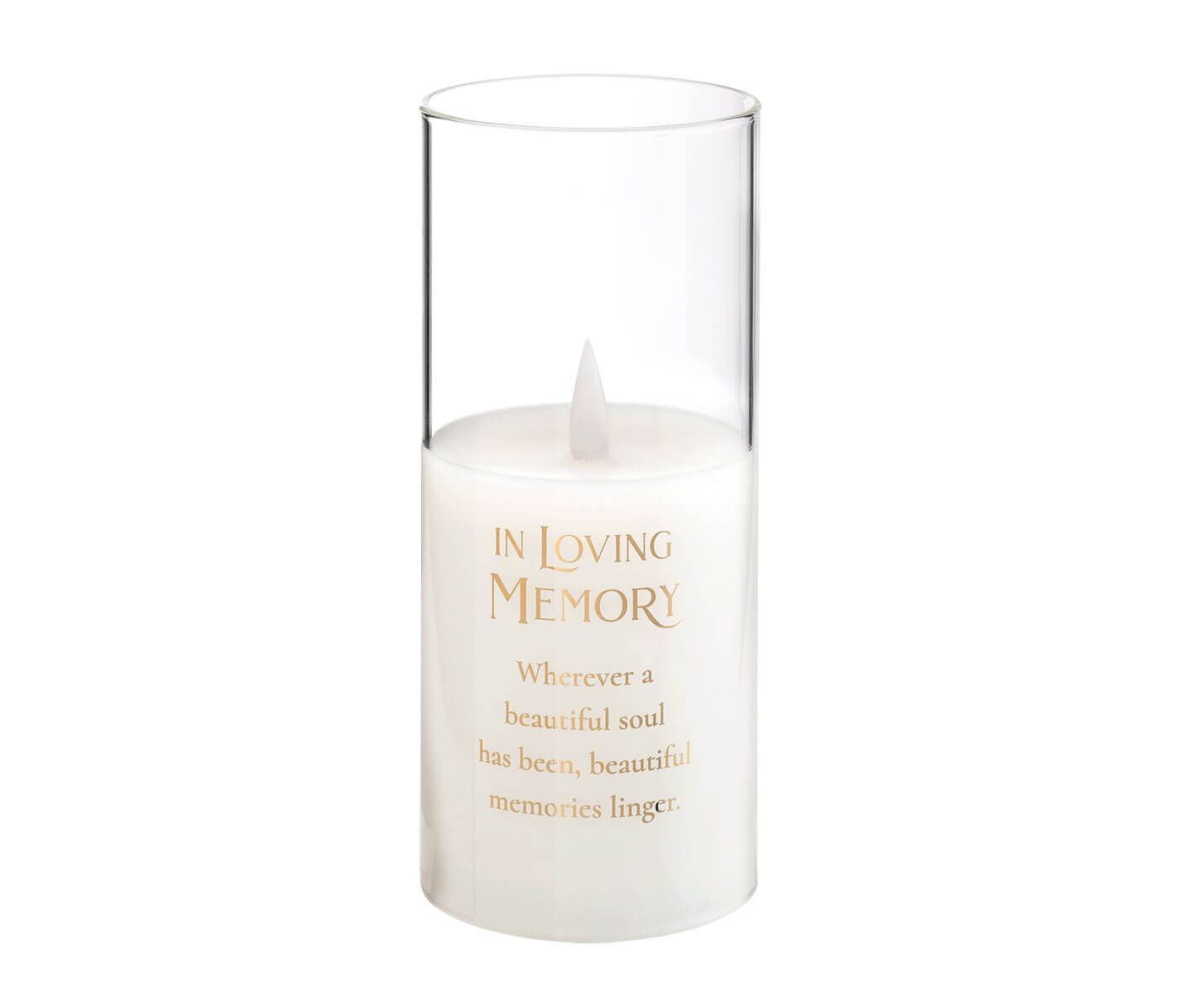 "In Loving Memory" Glass LED Candle Holder with Sympathy Verse