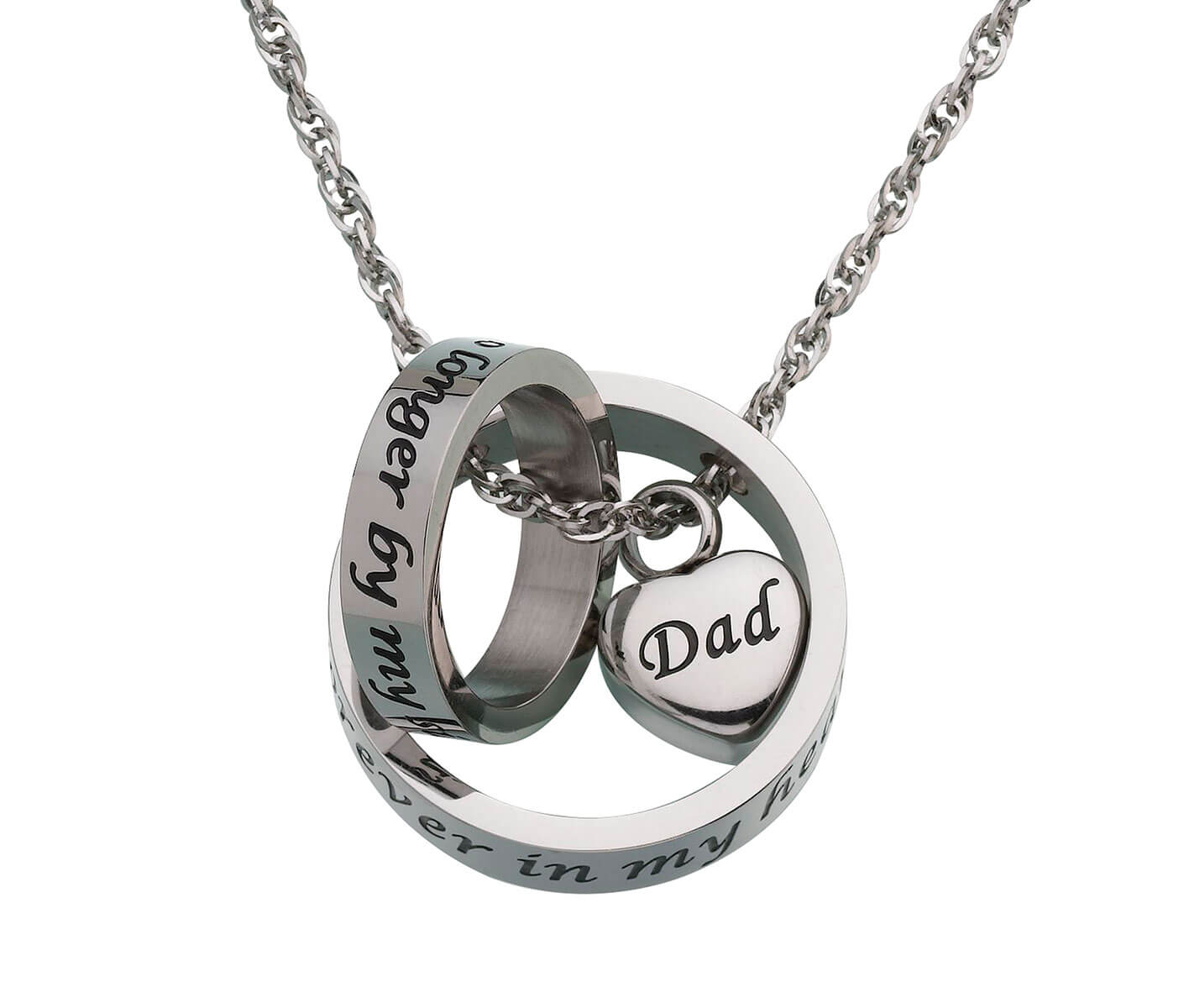 Angel Wings Dad - Stainless Steel Cremation Ashes Jewellery Necklace Pendant
