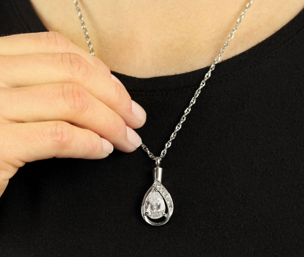 Tear Drop Sympathy Memorial Necklace Jewelry