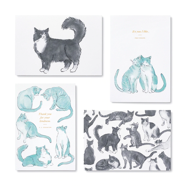 Cat Themed Cards - 12ct Notecards for Appreciation & Friendship