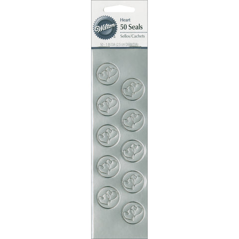 Silver foil Hearts Sticker Seals - 50 qty