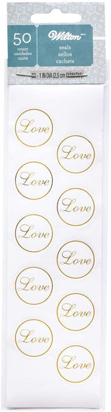 Gold Foil "Love" Sticker Seals - 50 qty