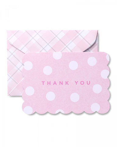 Value Pack Thank You Cards - 50 count -Pink Polka Dot on Plaid Thank You Cards