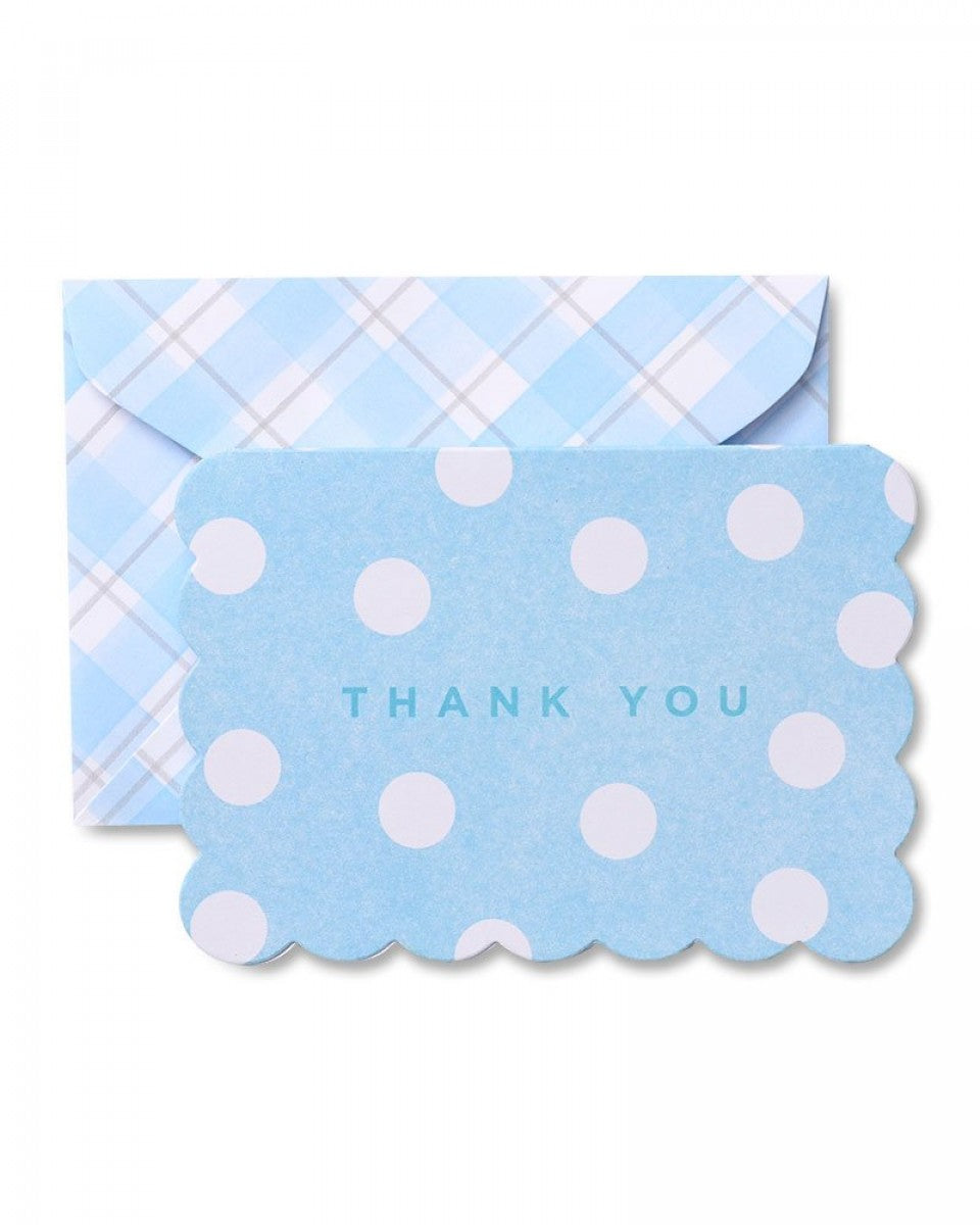 Value Pack Thank You Cards - 50 count - Blue Polka Dot on Plaid Thank You Cards