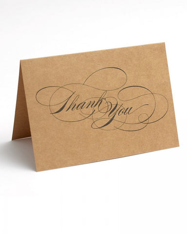 Thank You Cards Script on Kraft - 24 pack