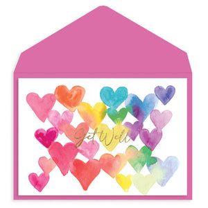 Get Well Greeting Card - Rainbow Hearts