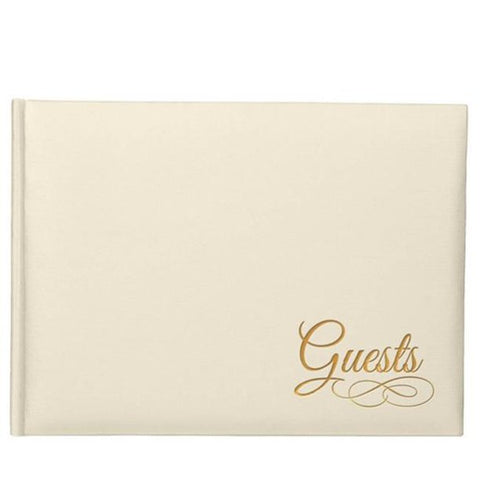 Ivory Guest Book with Gold Foil Detail