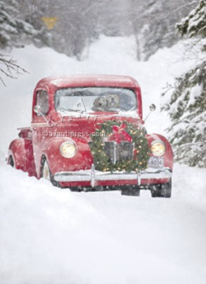 Christmas Greeting Card - Dogs in Truck