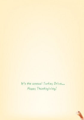 Thanksgiving Greeting Card - Turkeys in Stationwagon