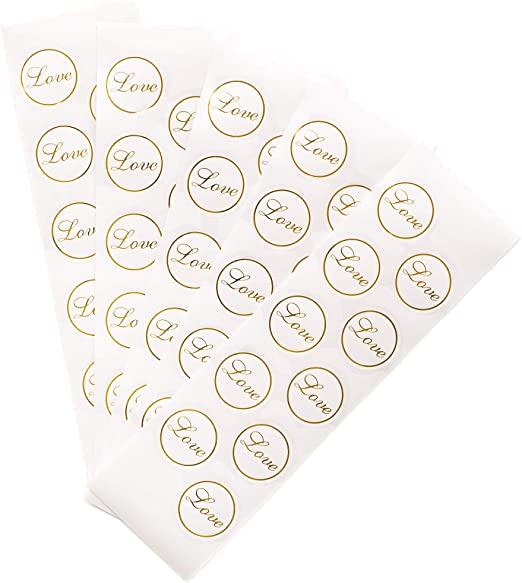 Gold Foil "Love" Sticker Seals - 50 qty