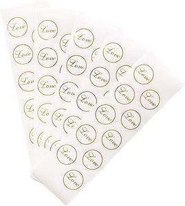 Gold Foil "Love" Sticker Seals - 50 qty