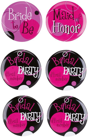 Large Bridal Party Buttons 6ct
