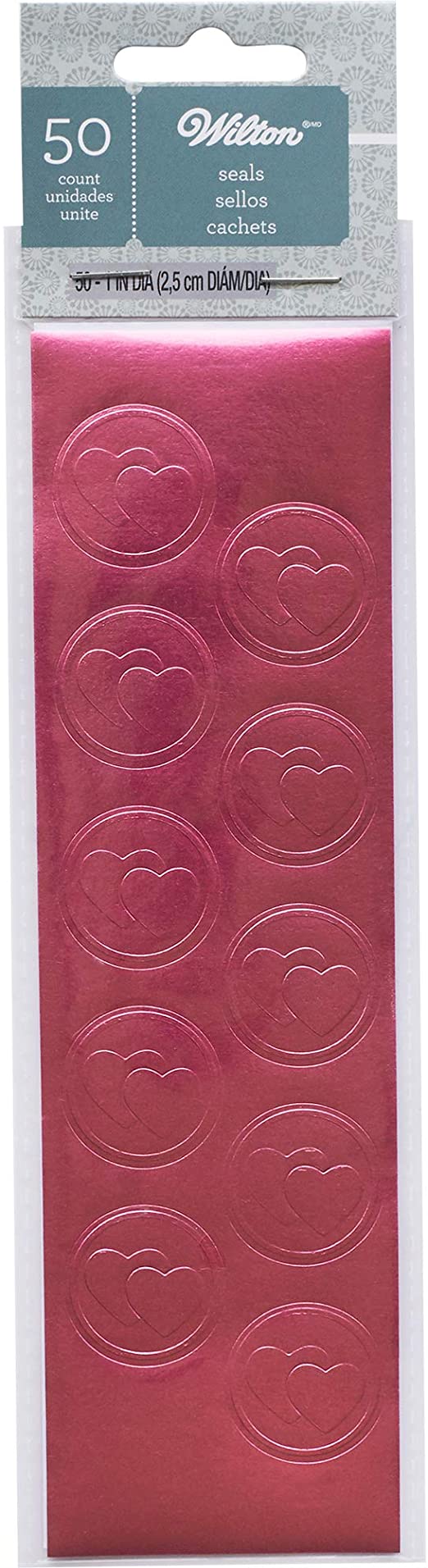 Pink Foil Heart Sticker Seals - 50 qty