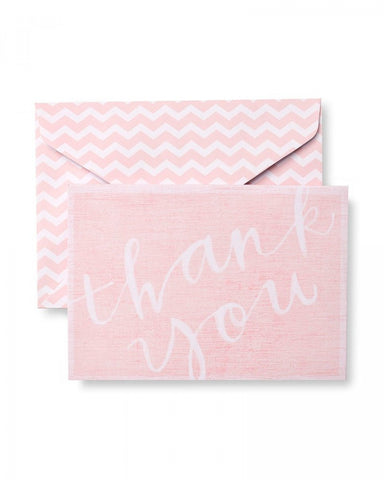 Painterly Pink Chevron Thank You Cards