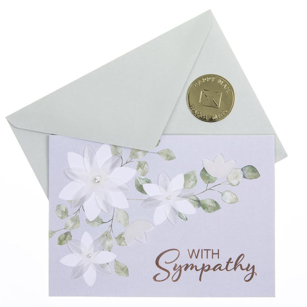 Sympathy Greeting Card - White Flower Sympathy - Handmade