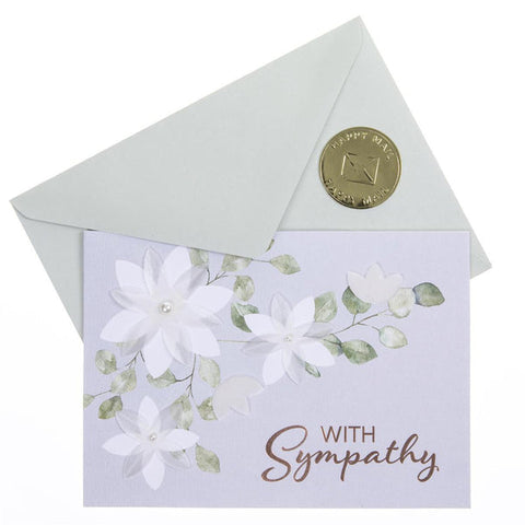 Sympathy Greeting Card - White Flower Sympathy - Handmade
