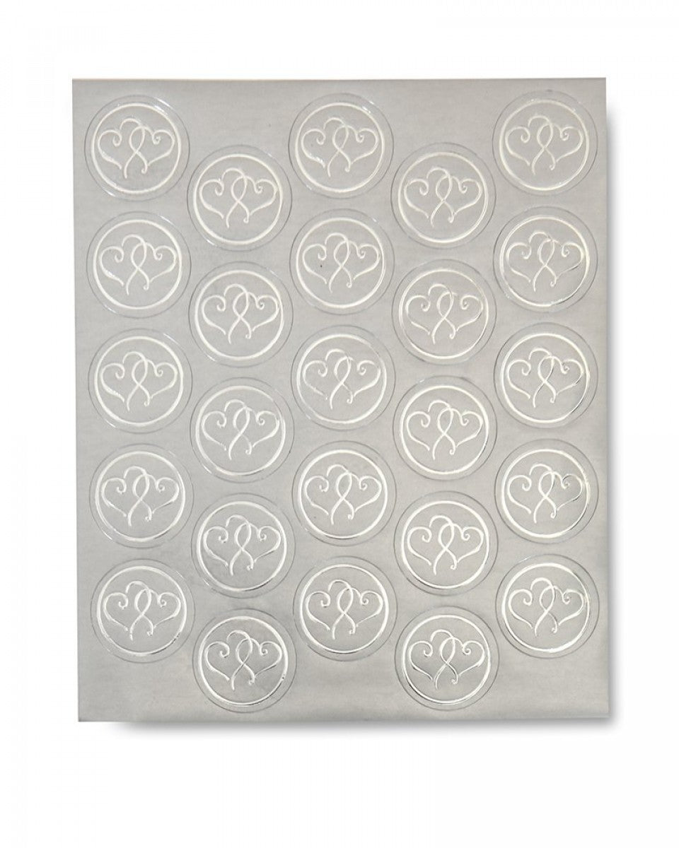 Sticker Seals - Foil Silver Hearts x 25 qty
