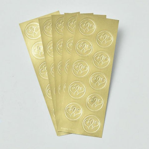 Sticker Seals - Foil Gold Hearts x 50 qty