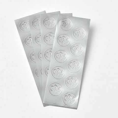 Sticker Seals - Foil Silver Hearts x 50 qty