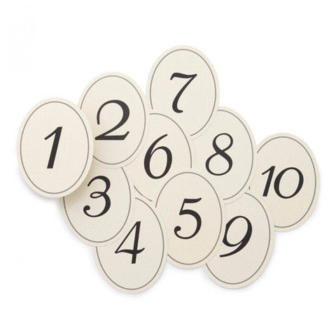 Ivory and Black Table Number Cards 1-10