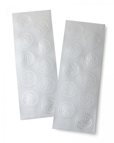 Sticker Seals - Foil Silver Hearts x 25 qty