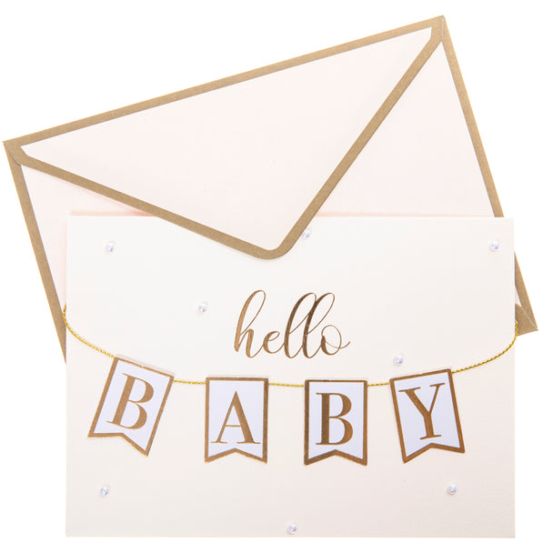 Baby Shower Handmade Greeting Card - Hello Baby Banner