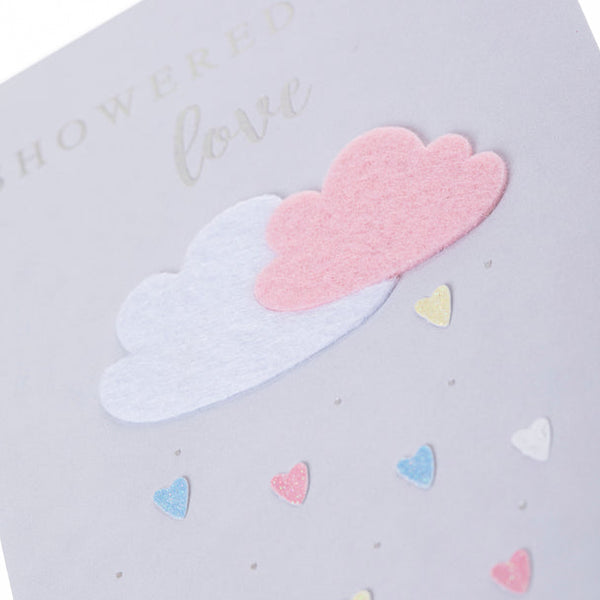 Baby Shower Greeting Card - Showered with Love - Handmade