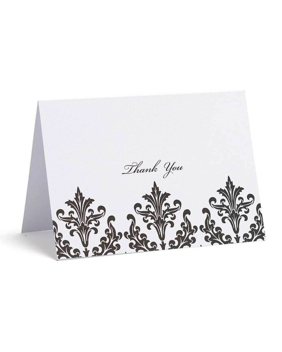 Value Pack Thank You Cards - 50 count - Black & White Damask Floral
