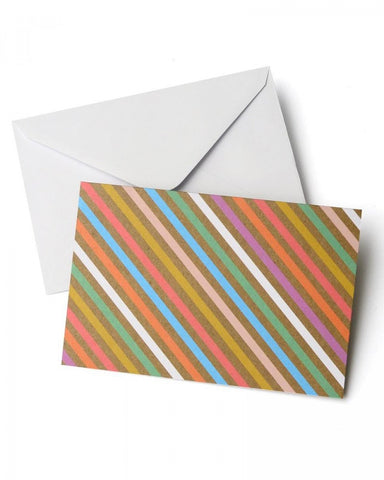 Multicolored Stripes on Kraft Note Cards