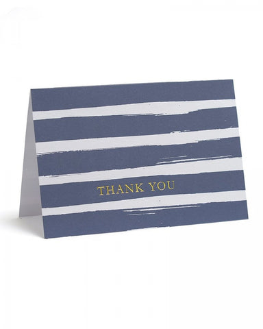 Navy & Gold Foil Brushstroke Thank You Cards - 10 pack