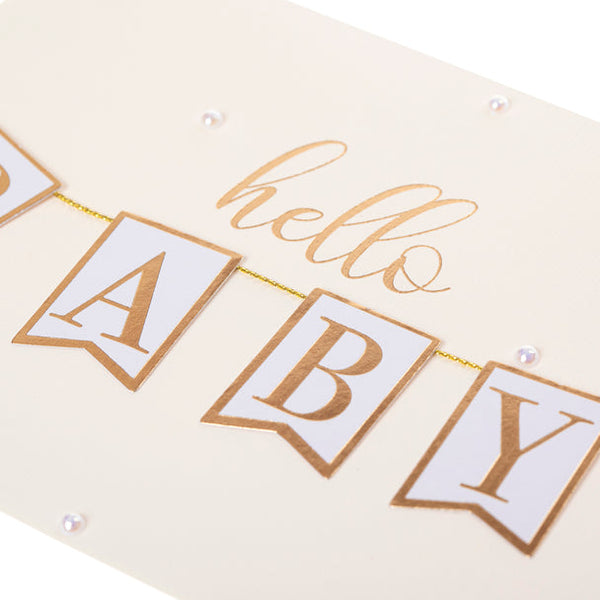 Baby Shower Handmade Greeting Card - Hello Baby Banner