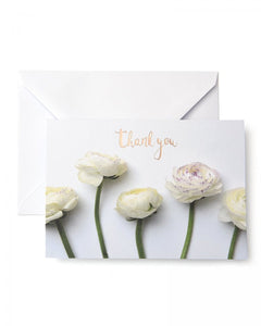 Value Pack Thank You Cards - 50 count - White Peonies & Rose Gold Foil