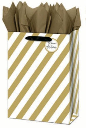 Extra Large Christmas Gift Bag - Gold Stripes