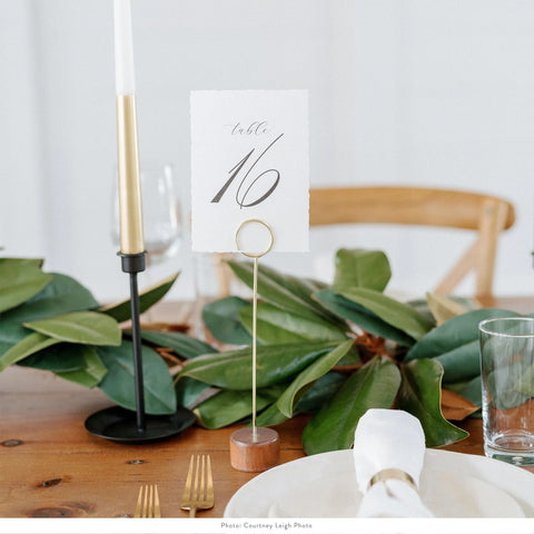 Black and White Script Table Numbers with Detailed Edge - Numbers 1-25