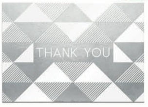 Thank You Cards - Silver Foil Geometric Print - 8 ct