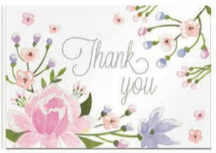 Thank You Cards - Boho Glitter Watercolor Floral - 8 ct