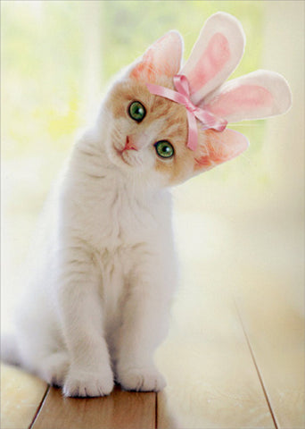 Easter Greeting Card - Kitten with Bunny Ears