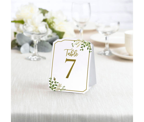 Set of 30 Botanical Greenery Table Number Tent Cards (1-30)