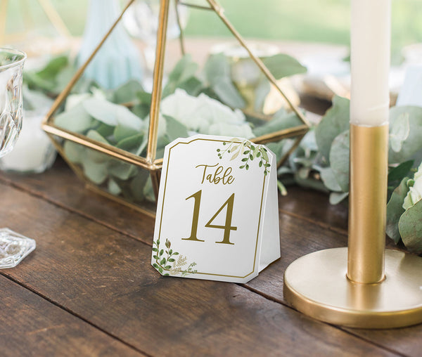 Set of 30 Botanical Greenery Table Number Tent Cards (1-30)