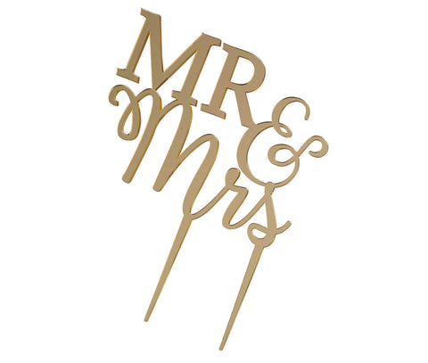 Mr. & Mrs. Gold Laser Cut Cake Pick