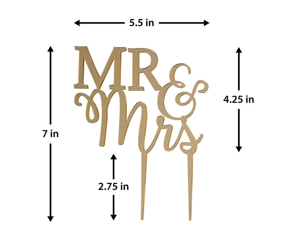 Mr. & Mrs. Gold Laser Cut Cake Pick
