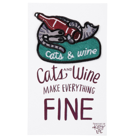Iron -on Patch - Cats & Wine Make Everything Fine