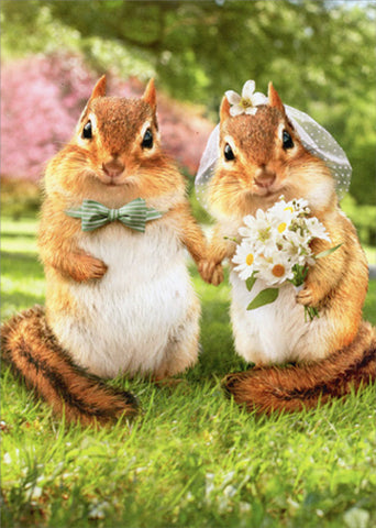Wedding Greeting Card  - Chipmunk Bride and Groom