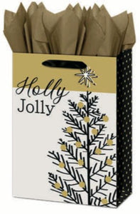 Extra Large Christmas Gift Bag - Black & Gold Christmas Tree