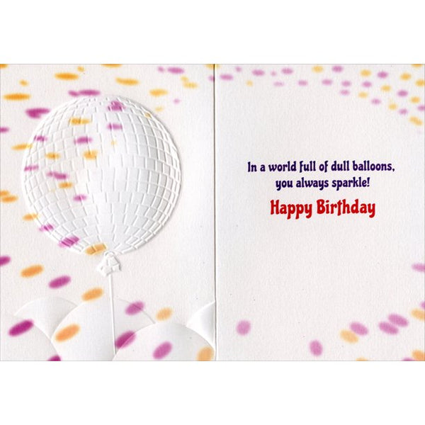Birthday Greeting Card - Disco Ball Balloon