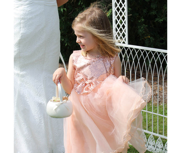 Ivory Satin Flower Girl Basket