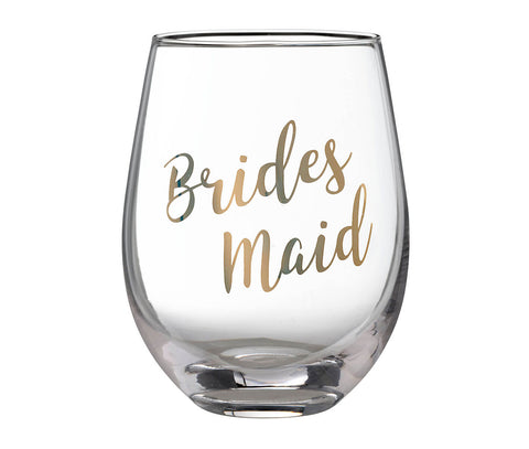 Gold Bridesmaid Stemless Wine Glass