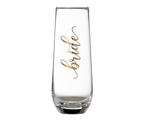 Gold Bride Stemless Champagne Glass