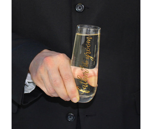 Father of the Groom Stemless Champagne Glass