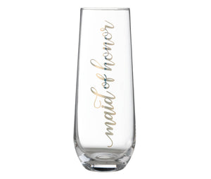 Gold Maid of Honor Stemless Champagne Glass